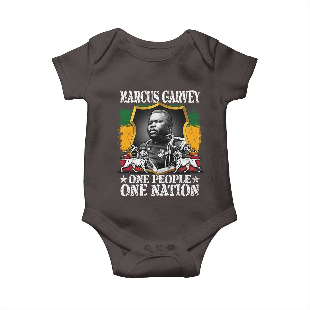 Marcus Garvey Baby Onesie One People One Nation Jamaica Legends Rasta TS09 Dark Chocolate Print Your Wear