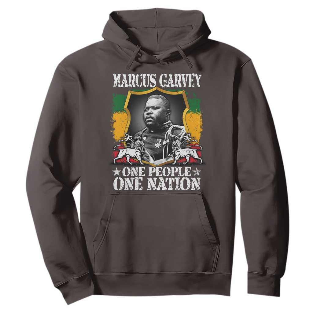 Marcus Garvey Hoodie One People One Nation Jamaica Legends Rasta TS09 Dark Chocolate Print Your Wear