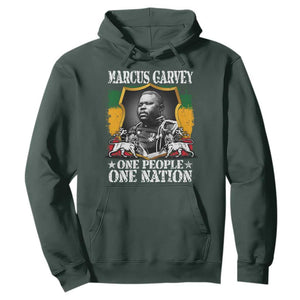 Marcus Garvey Hoodie One People One Nation Jamaica Legends Rasta TS09 Dark Forest Green Print Your Wear