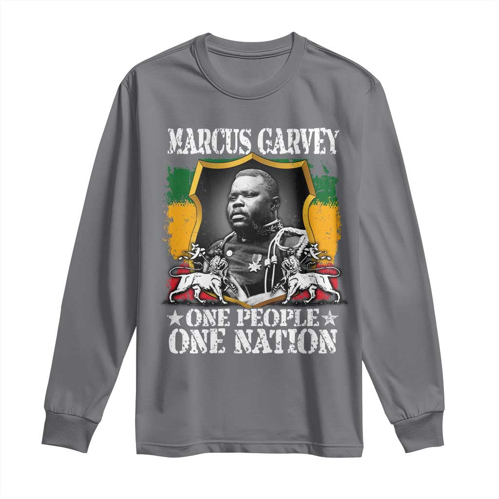 Marcus Garvey Long Sleeve Shirt One People One Nation Jamaica Legends Rasta TS09 Charcoal Print Your Wear