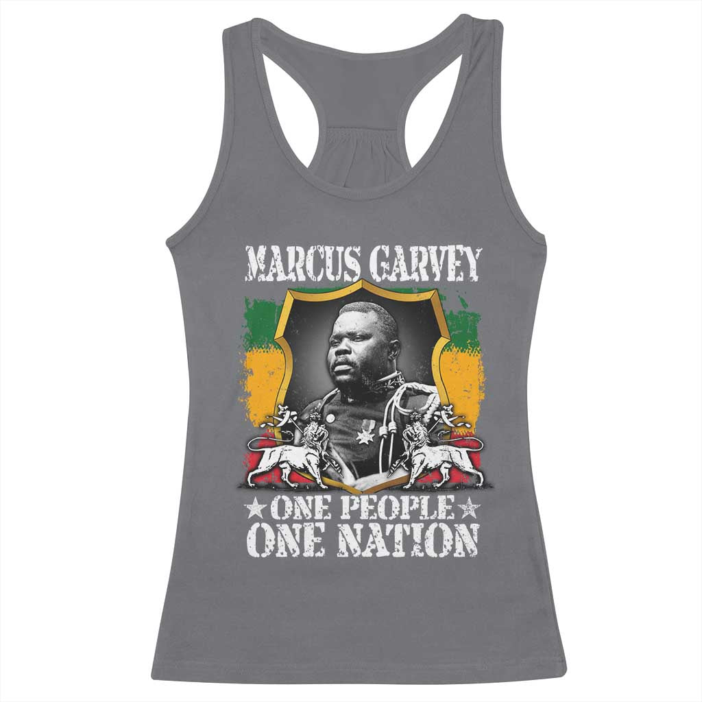 Marcus Garvey Racerback Tank Top One People One Nation Jamaica Legends Rasta TS09 Charcoal Print Your Wear