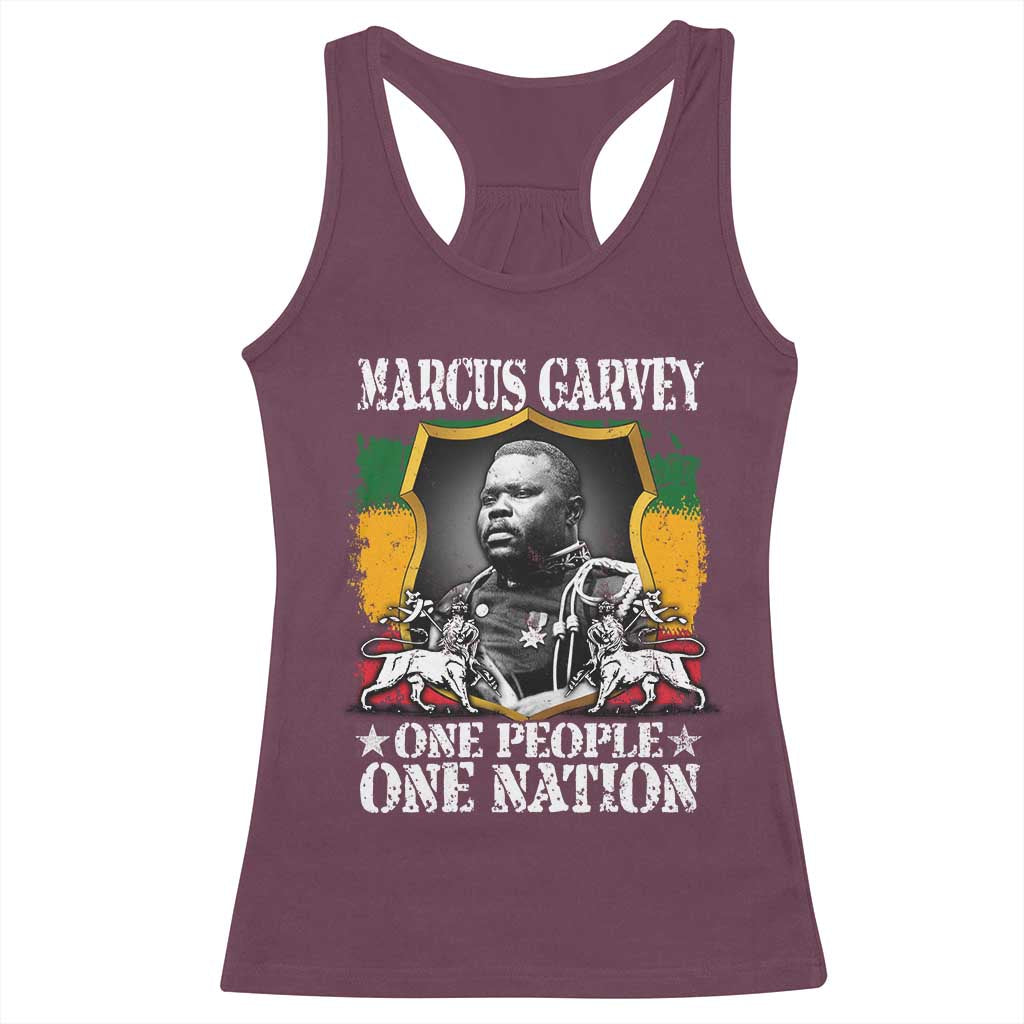 Marcus Garvey Racerback Tank Top One People One Nation Jamaica Legends Rasta TS09 Maroon Print Your Wear