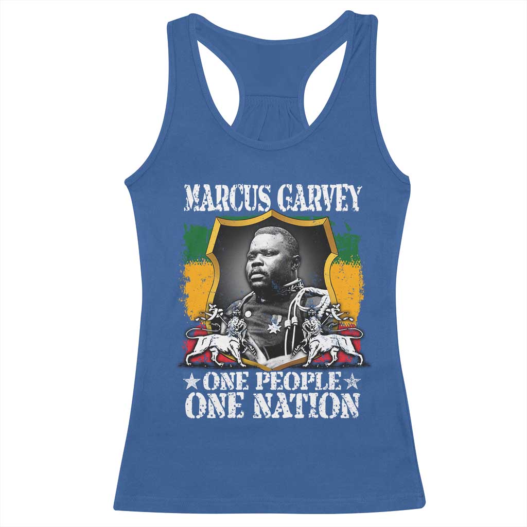 Marcus Garvey Racerback Tank Top One People One Nation Jamaica Legends Rasta TS09 Royal Blue Print Your Wear