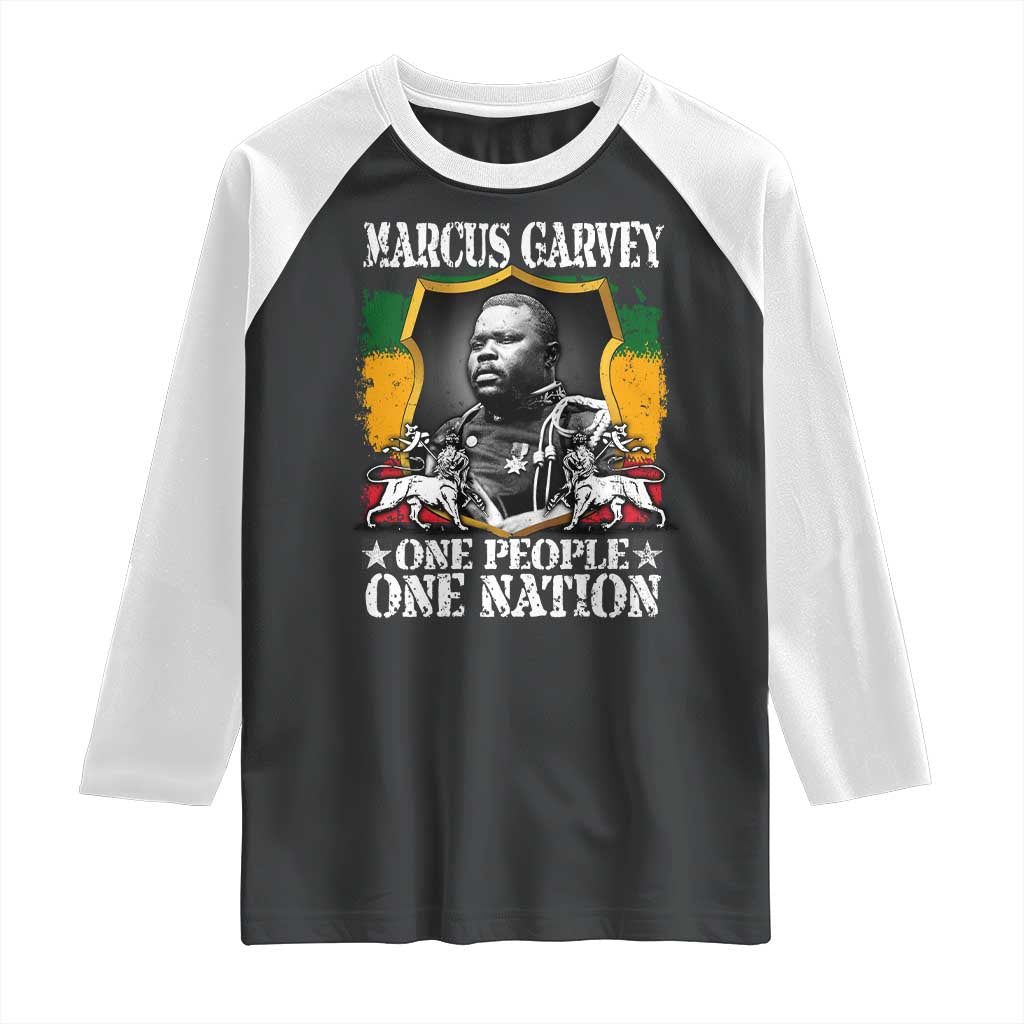 Marcus Garvey Raglan Shirt One People One Nation Jamaica Legends Rasta TS09 Black White Print Your Wear