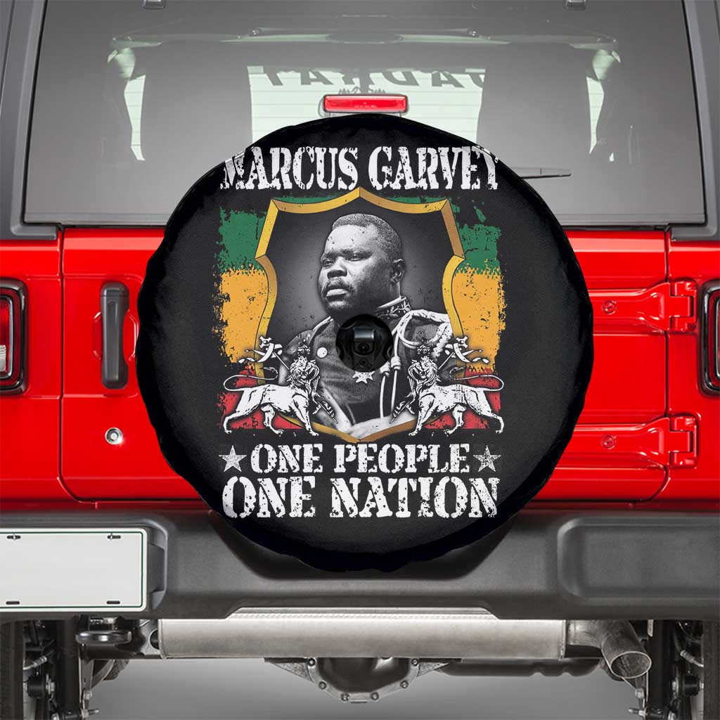 Marcus Garvey Spare Tire Cover One People One Nation Jamaica Legends Rasta TS09 Black Print Your Wear