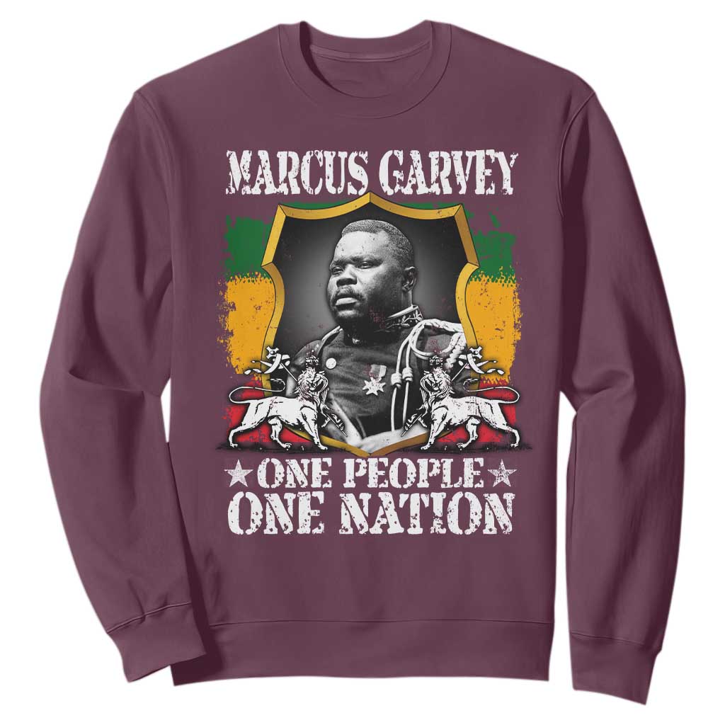 Marcus Garvey Sweatshirt One People One Nation Jamaica Legends Rasta TS09 Maroon Print Your Wear
