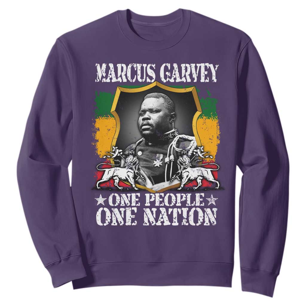Marcus Garvey Sweatshirt One People One Nation Jamaica Legends Rasta TS09 Purple Print Your Wear