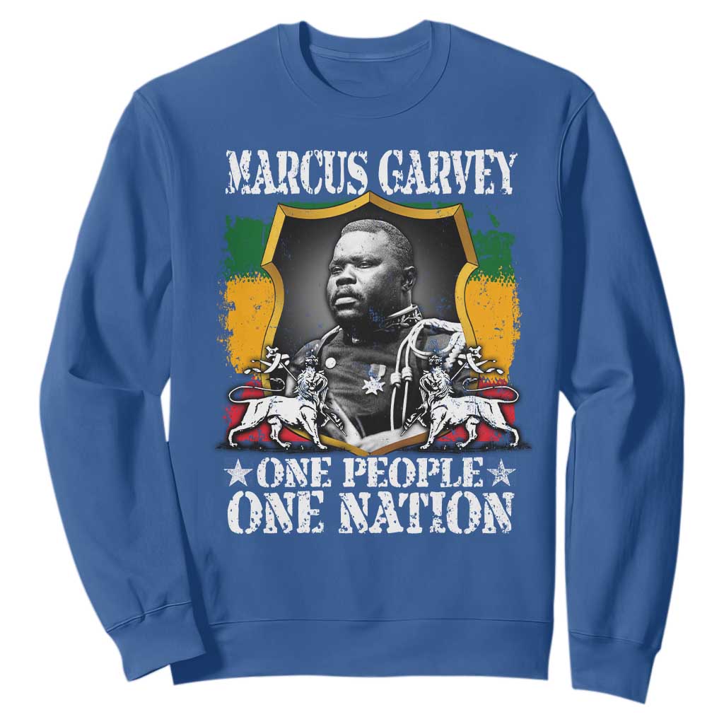 Marcus Garvey Sweatshirt One People One Nation Jamaica Legends Rasta TS09 Royal Blue Print Your Wear