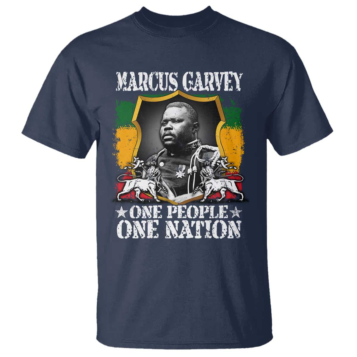 Marcus Garvey T Shirt One People One Nation Jamaica Legends Rasta TS09 Navy Print Your Wear