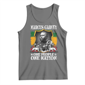 Marcus Garvey Tank Top One People One Nation Jamaica Legends Rasta TS09 Black Heather Print Your Wear