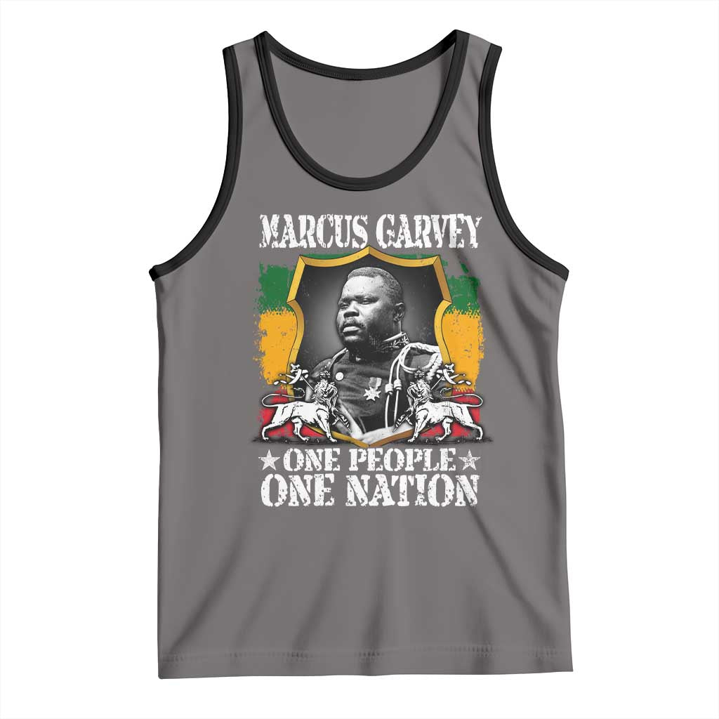 Marcus Garvey Tank Top One People One Nation Jamaica Legends Rasta TS09 Deep Heather Black Print Your Wear