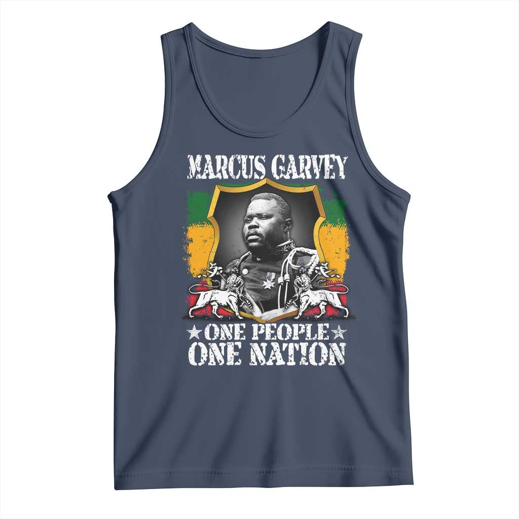 Marcus Garvey Tank Top One People One Nation Jamaica Legends Rasta TS09 Navy Print Your Wear