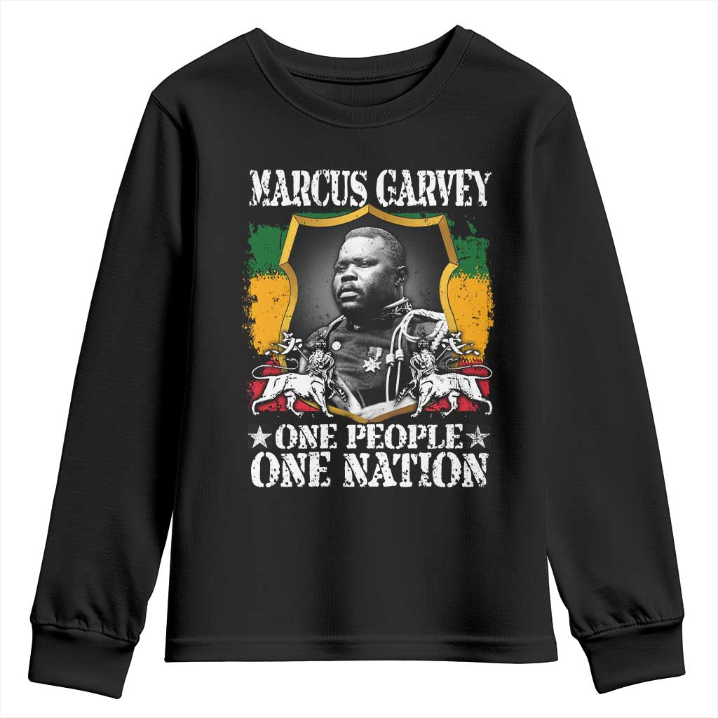 Marcus Garvey Youth Sweatshirt One People One Nation Jamaica Legends Rasta TS09 Black Print Your Wear