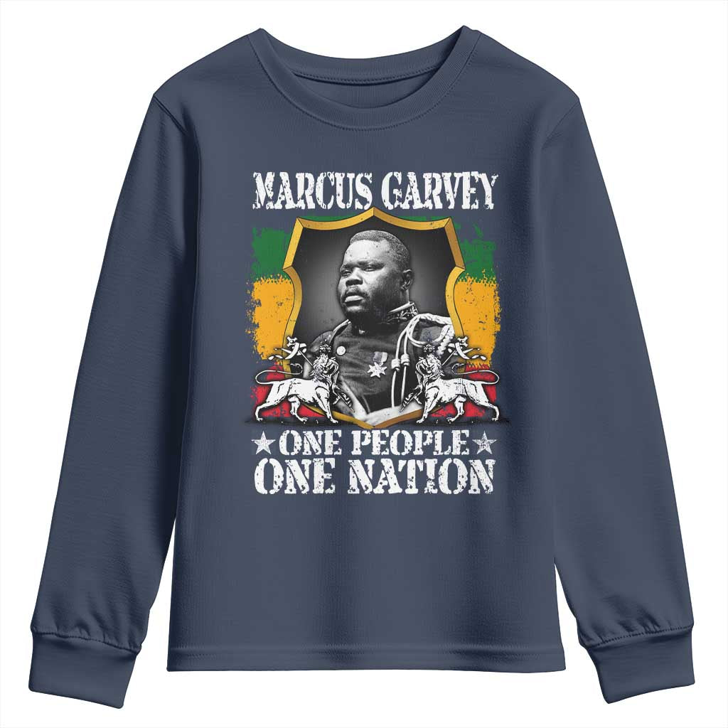 Marcus Garvey Youth Sweatshirt One People One Nation Jamaica Legends Rasta TS09 Navy Print Your Wear