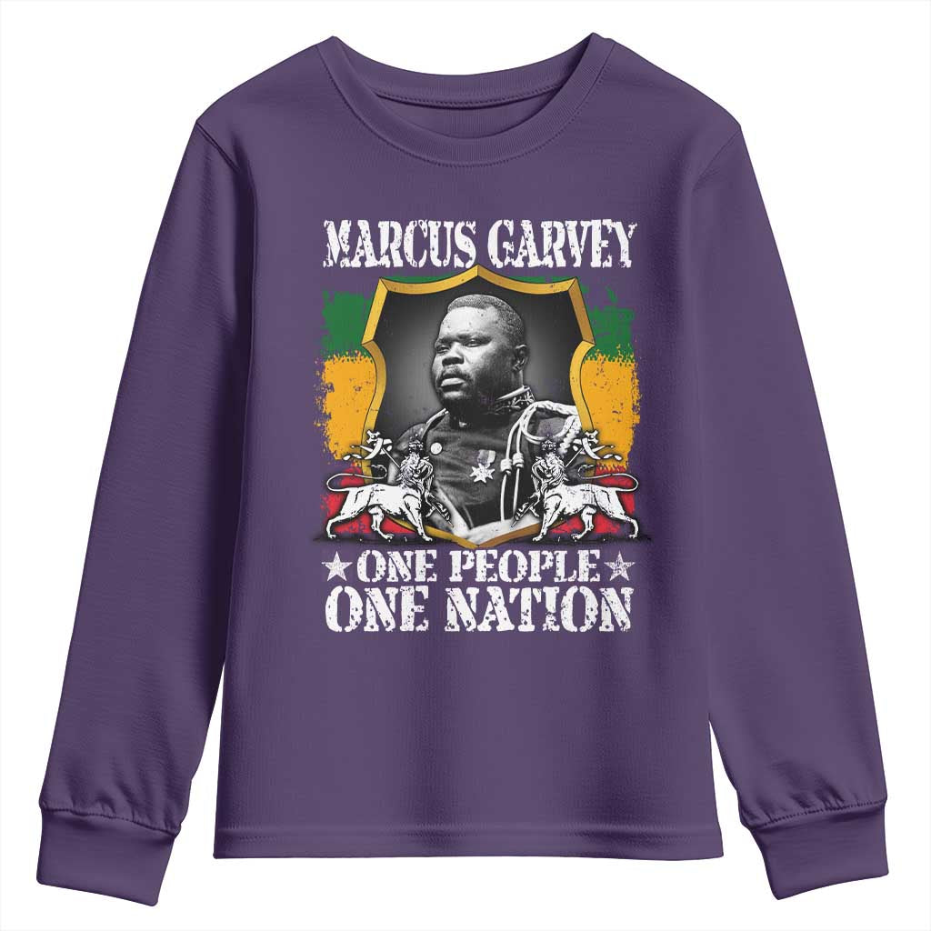 Marcus Garvey Youth Sweatshirt One People One Nation Jamaica Legends Rasta TS09 Purple Print Your Wear