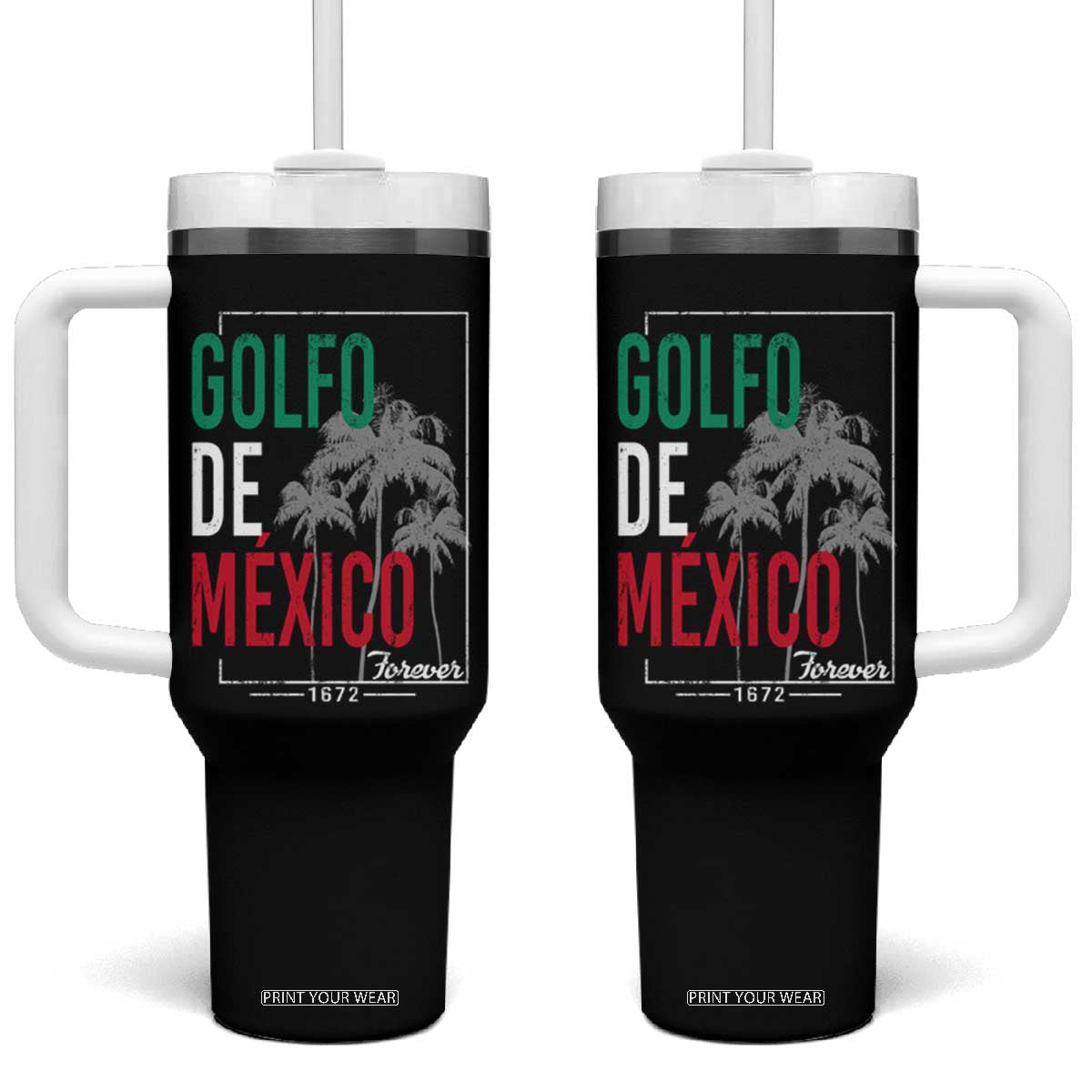Golfo De Mexico Forever Tumbler With Handle Mexican Gulf Culture Heritage 1672 TS09 One Size: 40 oz Black Print Your Wear