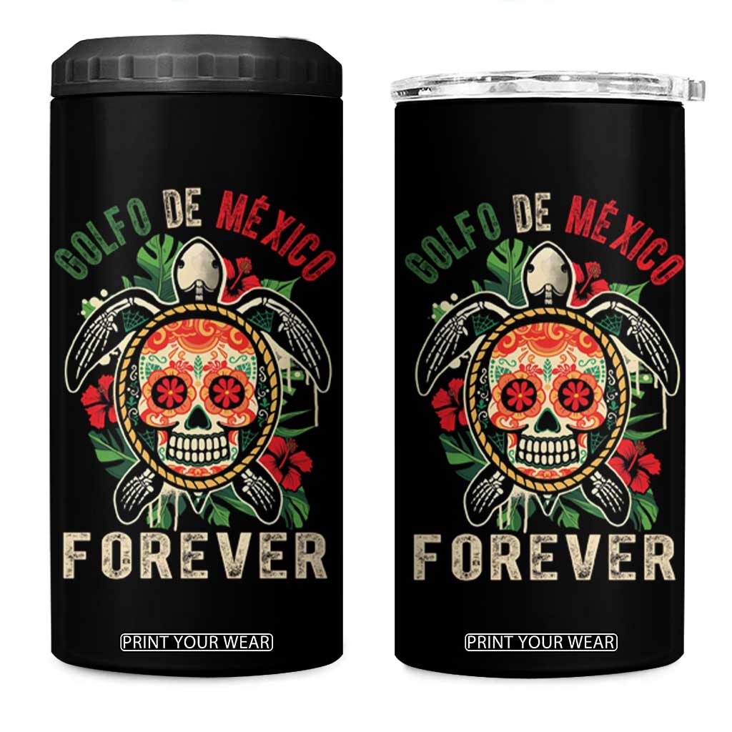 Golfo De Mexico Forever 4 in 1 Can Cooler Tumbler Sea Turtle Mexican Sugar Skull TS09 One Size: 16 oz Black Print Your Wear