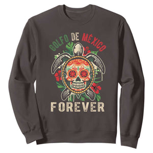 Golfo De Mexico Forever Sweatshirt Sea Turtle Mexican Sugar Skull TS09 Dark Chocolate Print Your Wear