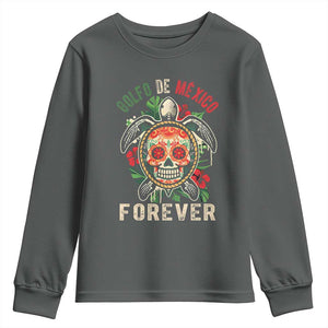 Golfo De Mexico Forever Youth Sweatshirt Sea Turtle Mexican Sugar Skull TS09 Dark Heather Print Your Wear