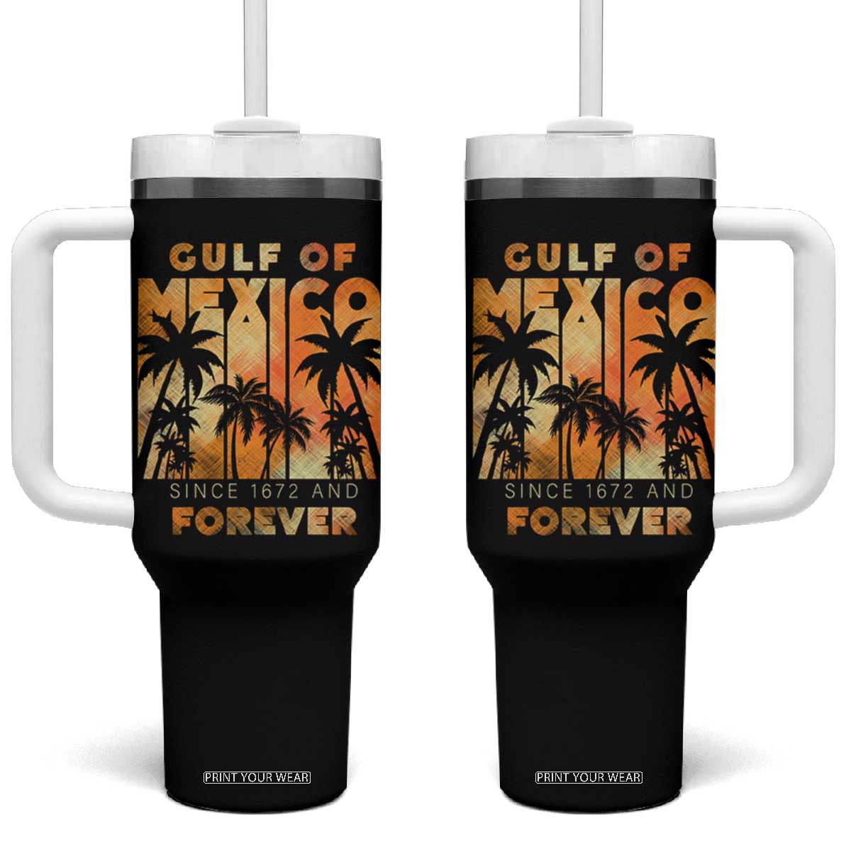 Gulf Of Mexico Tumbler With Handle Since 1672 And Forever TS09 One Size: 40 oz Black Print Your Wear