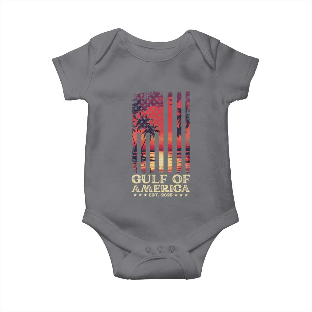 Gulf Of USA Est 2025 Baby Onesie Sunset American Flag Gulf Mexico TS09 Charcoal Print Your Wear