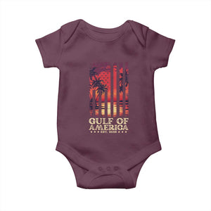 Gulf Of USA Est 2025 Baby Onesie Sunset American Flag Gulf Mexico TS09 Maroon Print Your Wear