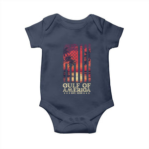 Gulf Of USA Est 2025 Baby Onesie Sunset American Flag Gulf Mexico TS09 Navy Print Your Wear
