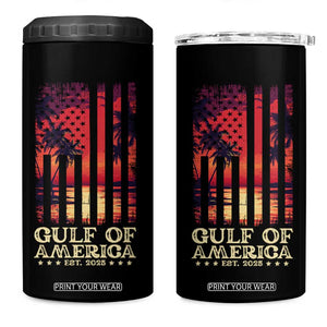 Gulf Of USA Est 2025 4 in 1 Can Cooler Tumbler Sunset American Flag Gulf Mexico TS09 One Size: 16 oz Black Print Your Wear
