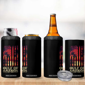 Gulf Of USA Est 2025 4 in 1 Can Cooler Tumbler Sunset American Flag Gulf Mexico TS09 Print Your Wear