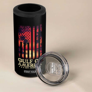 Gulf Of USA Est 2025 4 in 1 Can Cooler Tumbler Sunset American Flag Gulf Mexico TS09 Print Your Wear