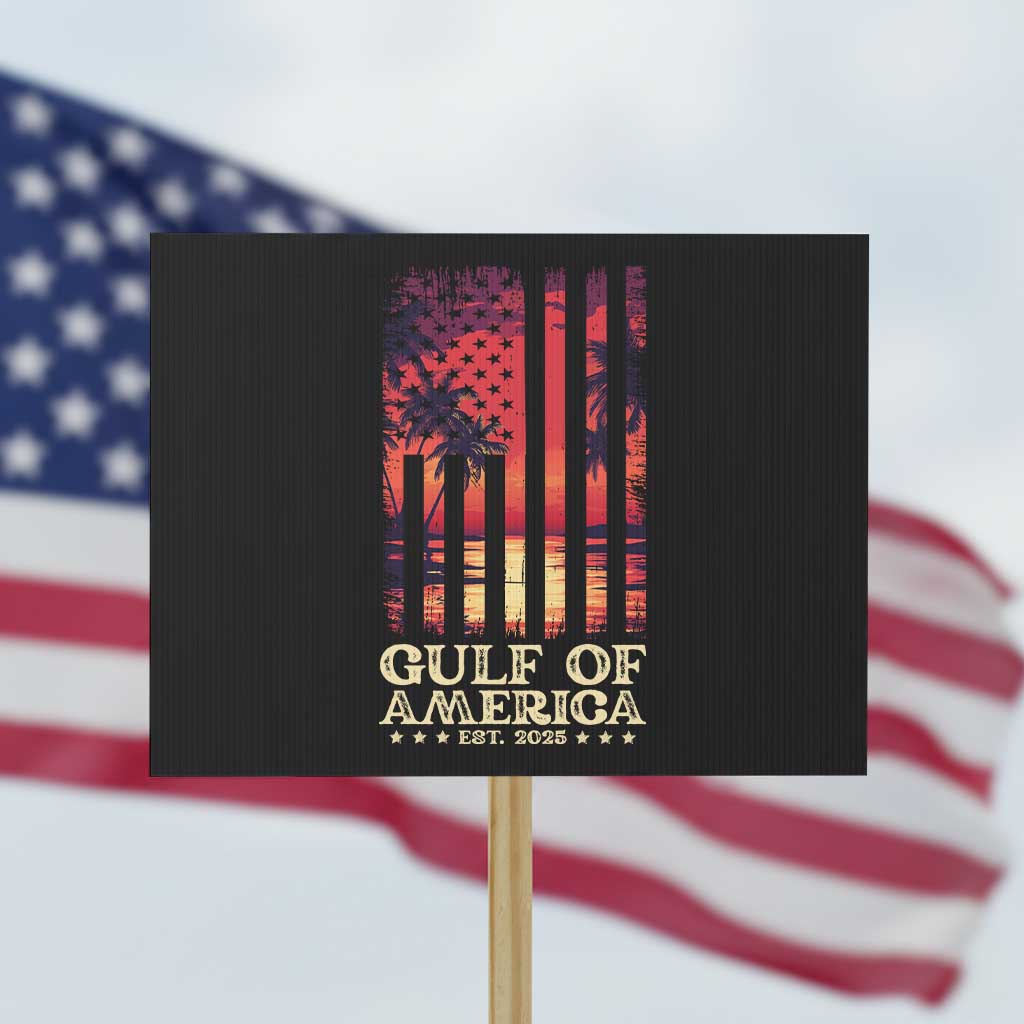 Gulf Of USA Est 2025 Protest Sign Sunset American Flag Gulf Mexico TS09 Horizontal 18