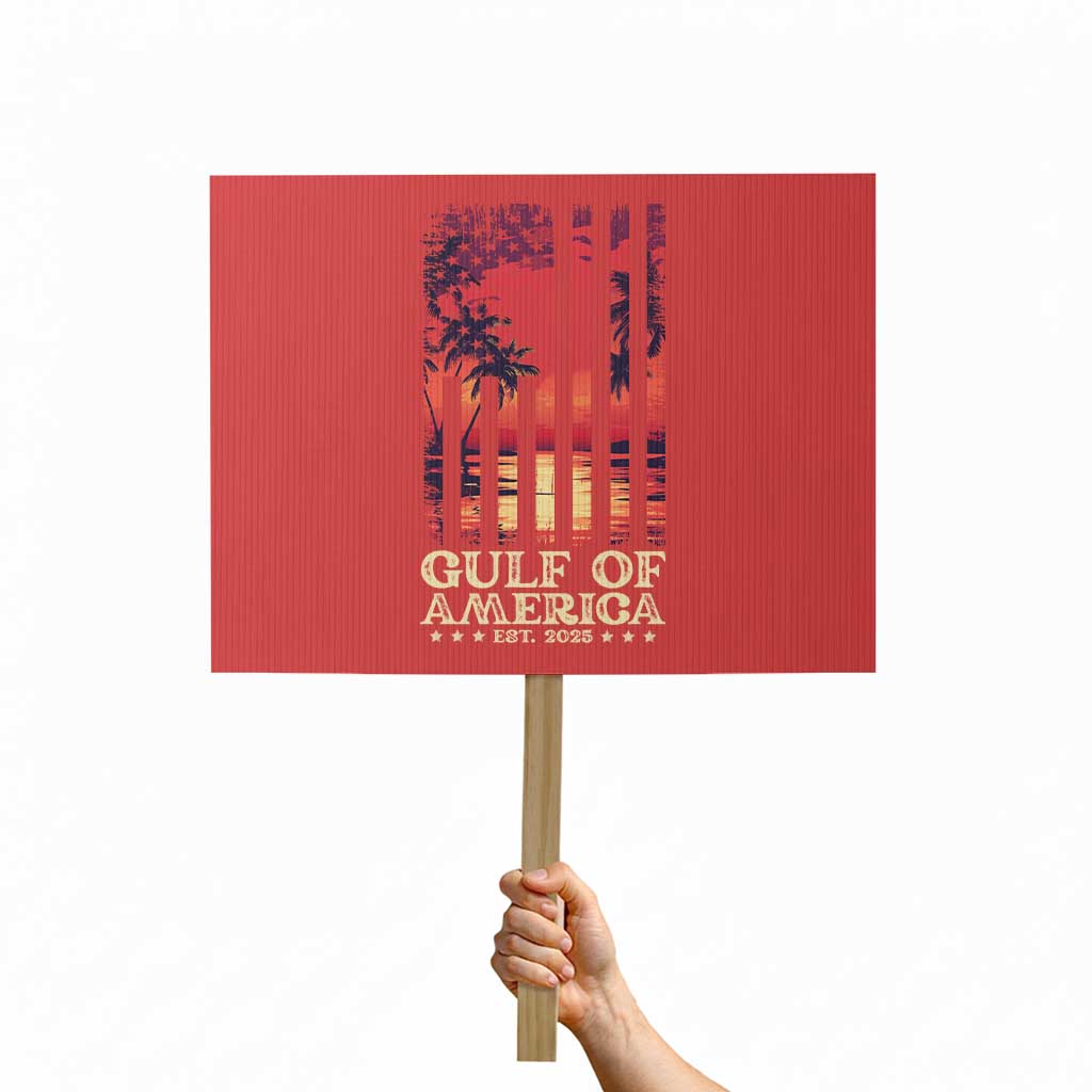 Gulf Of USA Est 2025 Protest Sign Sunset American Flag Gulf Mexico TS09 Horizontal 18