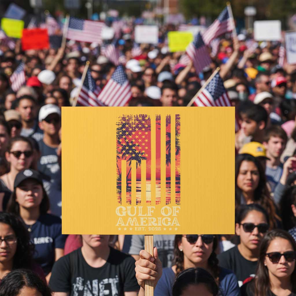 Gulf Of USA Est 2025 Protest Sign Sunset American Flag Gulf Mexico TS09 Horizontal 18
