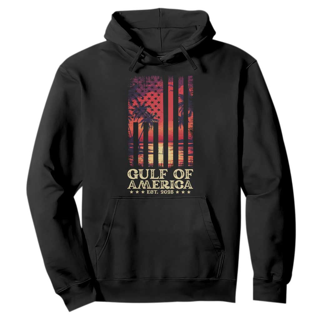 Gulf Of USA Est 2025 Hoodie Sunset American Flag Gulf Mexico TS09 Black Print Your Wear