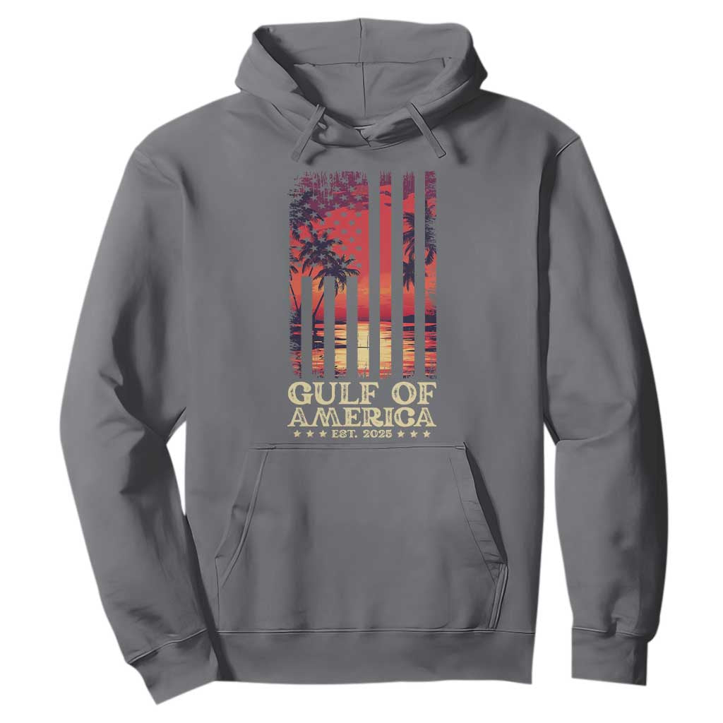 Gulf Of USA Est 2025 Hoodie Sunset American Flag Gulf Mexico TS09 Charcoal Print Your Wear