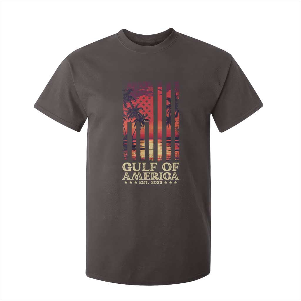 Gulf Of USA Est 2025 T Shirt For Kid Sunset American Flag Gulf Mexico TS09 Dark Chocolate Print Your Wear