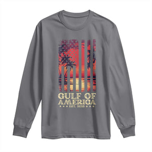 Gulf Of USA Est 2025 Long Sleeve Shirt Sunset American Flag Gulf Mexico TS09 Charcoal Print Your Wear