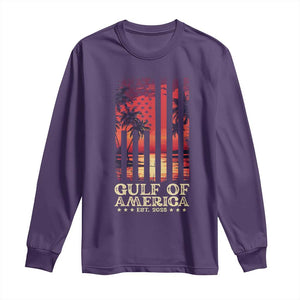 Gulf Of USA Est 2025 Long Sleeve Shirt Sunset American Flag Gulf Mexico TS09 Purple Print Your Wear