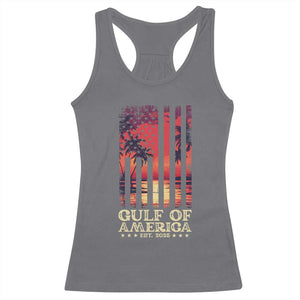 Gulf Of USA Est 2025 Racerback Tank Top Sunset American Flag Gulf Mexico TS09 Charcoal Print Your Wear