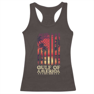 Gulf Of USA Est 2025 Racerback Tank Top Sunset American Flag Gulf Mexico TS09 Dark Chocolate Print Your Wear