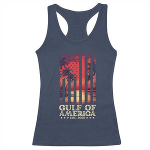 Gulf Of USA Est 2025 Racerback Tank Top Sunset American Flag Gulf Mexico TS09 Navy Print Your Wear
