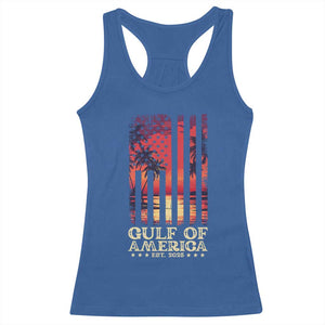 Gulf Of USA Est 2025 Racerback Tank Top Sunset American Flag Gulf Mexico TS09 Royal Blue Print Your Wear