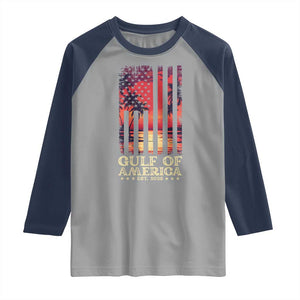 Gulf Of USA Est 2025 Raglan Shirt Sunset American Flag Gulf Mexico TS09 Sport Gray Navy Print Your Wear