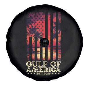 Gulf Of USA Est 2025 Spare Tire Cover Sunset American Flag Gulf Mexico TS09 Print Your Wear