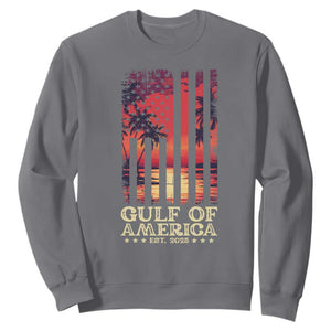 Gulf Of USA Est 2025 Sweatshirt Sunset American Flag Gulf Mexico TS09 Charcoal Print Your Wear