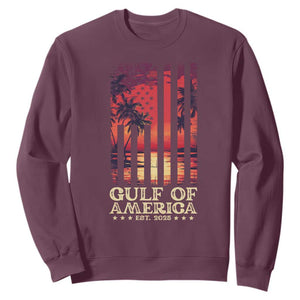 Gulf Of USA Est 2025 Sweatshirt Sunset American Flag Gulf Mexico TS09 Maroon Print Your Wear