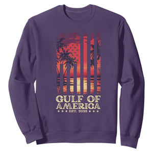 Gulf Of USA Est 2025 Sweatshirt Sunset American Flag Gulf Mexico TS09 Purple Print Your Wear