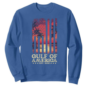 Gulf Of USA Est 2025 Sweatshirt Sunset American Flag Gulf Mexico TS09 Royal Blue Print Your Wear