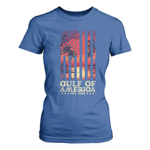 Gulf Of USA Est 2025 T Shirt For Women Sunset American Flag Gulf Mexico TS09 Royal Blue Print Your Wear
