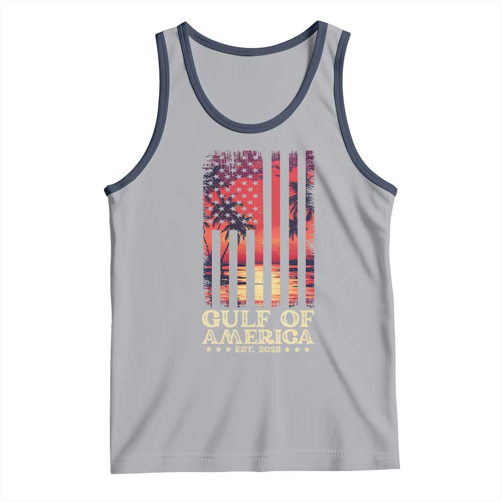 Gulf Of USA Est 2025 Tank Top Sunset American Flag Gulf Mexico TS09 Athletic Heather Navy Print Your Wear
